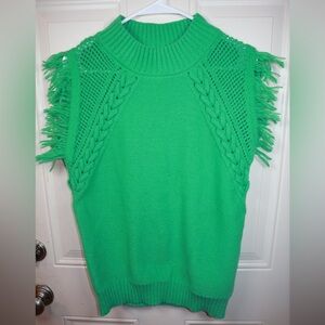 Short Sleeve Women Slim Fit Knit Sweater Vest With Tassels SIZE LARGE